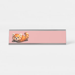 Süßes Rotpanda-Design zum Entspannen im Kawaii-Sti Schreibtischnamensplakette