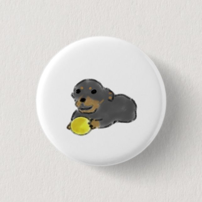 Süßes Rottweiler-Welpen-Ballspiel-Geschenk Button (Vorderseite)