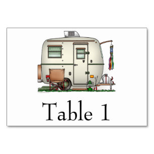 Süßes RV Vintage Glas Ei Camper Reisemobil Tischnummer