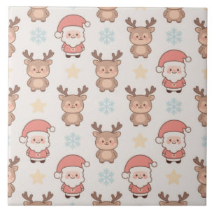 Süßes Santa- und Rentiermuster Fliese