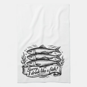 Süßes Sardinenfisch-Zitat-T-Shirt Geschirrtuch