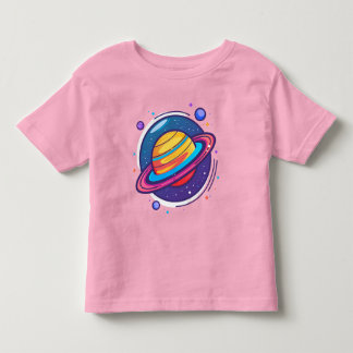 Süßes Saturn-Planet-Baby-T-Shirt – Farbiger Weltra Kleinkind T-shirt