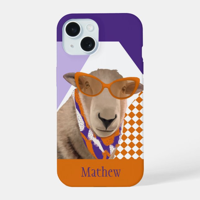 Süßes Schaf mit Brille  iPhone 15 Hülle (Rückseite)