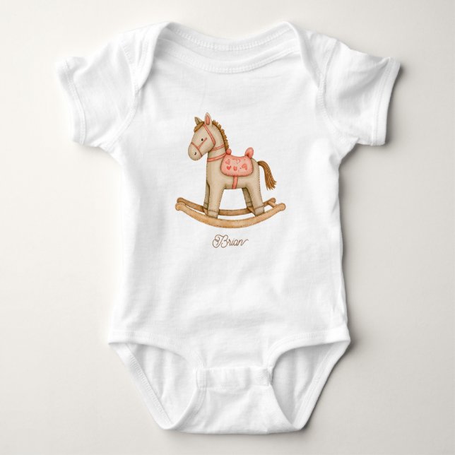 Süßes Schaukelpferd Baby Strampler (Vorderseite)