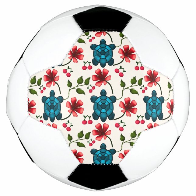 Süßes Schildkröten-Blumenmuster   Fußball (Vorderseite)