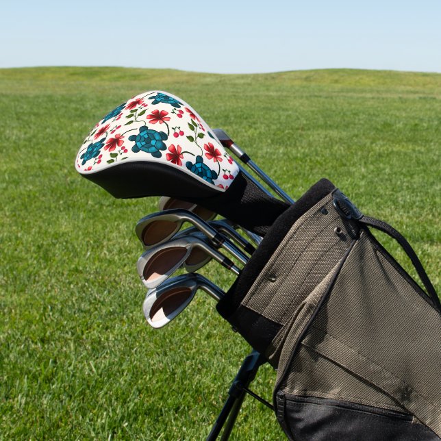 Süßes Schildkröten-Blumenmuster   Golf Headcover (In SItu)