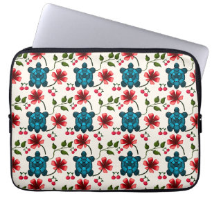 Süßes Schildkröten-Blumenmuster Laptopschutzhülle