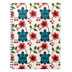 Süßes Schildkröten-Blumenmuster Notizblock