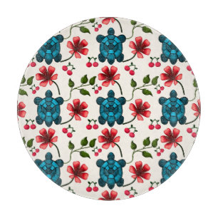 Süßes Schildkröten-Blumenmuster Schneidebrett