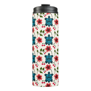 Süßes Schildkröten-Blumenmuster   Thermosbecher