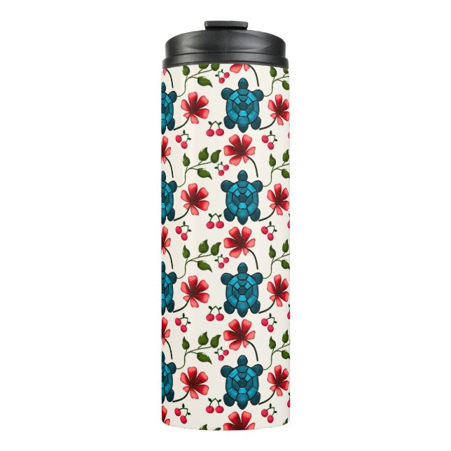 Süßes Schildkröten-Blumenmuster   Thermosbecher (Vorderseite)