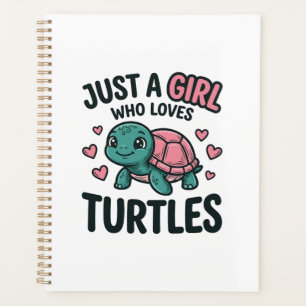 Süßes Schildkrötenliebhaber Mädchen Vintage Gravur Planer
