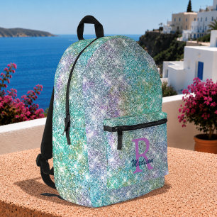 Süßes, schillerndes Einhorn blaues falsches Glitte Bedruckter Rucksack