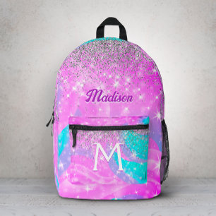 Süßes, schillerndes Einhorn mit silbernem Glitter- Bedruckter Rucksack