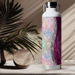 Süßes, schillerndes rosa silbernes falsches Glitte Trinkflasche