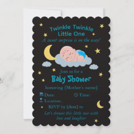 Süßes schlafendes Baby auf einer Wolke Baby Shower Einladung