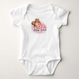 Süßes schlafendes Baby Mädchen auf rosa Wolke Kuns Strampler