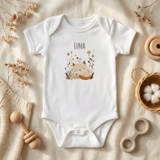 Süßes Schlafendes Kätzchen Florales Maßgeschneider Baby Strampler