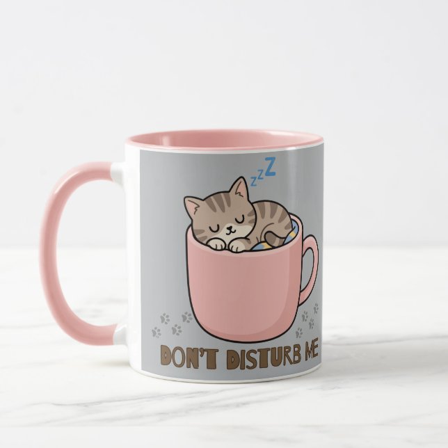 Süßes schlafendes Kätzchen in Teetasse-Mug Tasse (Links)