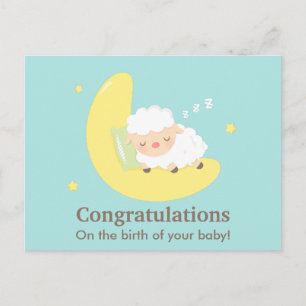 Süßes schlafendes Lamm Gratulation Baby Neugeboren Postkarte