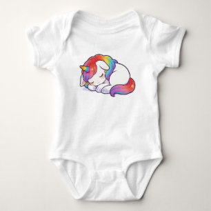 Süßes Schlafendes Regenbogen Einhorn Kawaii Unisex Baby Strampler
