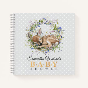 Süßes schlafendes Reh Baby Shower Gästebuch Notizbuch
