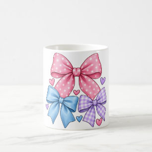 Süßes Schleifenbandmuster – Rosa Blau & Lila Schle Kaffeetasse