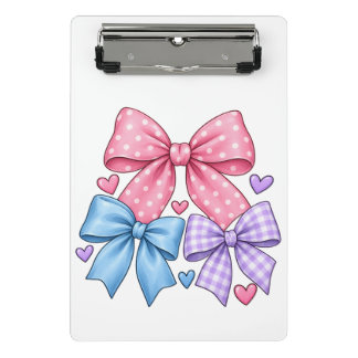 Süßes Schleifenbandmuster – Rosa Blau Mini-Clipboa Mini Klemmbrett