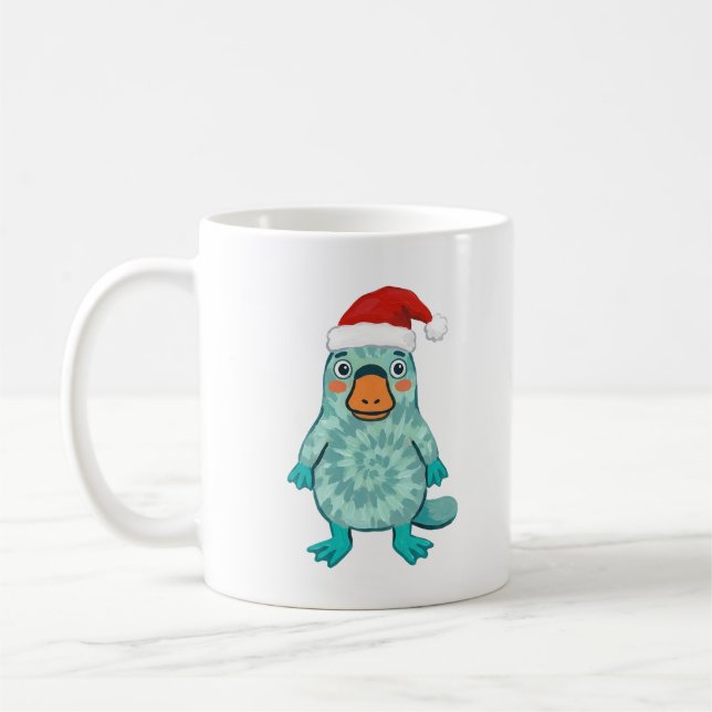 Süßes Schnabeltier-Weihnachtsmann-Tassendesign Kaffeetasse (Links)