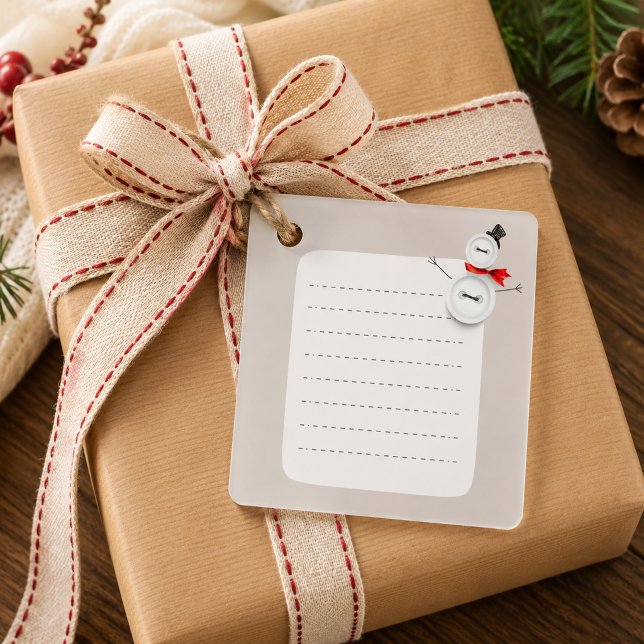 Süßes Schneemann-Button-Design Weihnachts-Geschenk Geschenkanhänger (Von Creator hochgeladen)