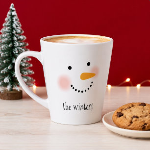Süßes Schneemann-Gesicht Familienname Monogramm We Milchtasse