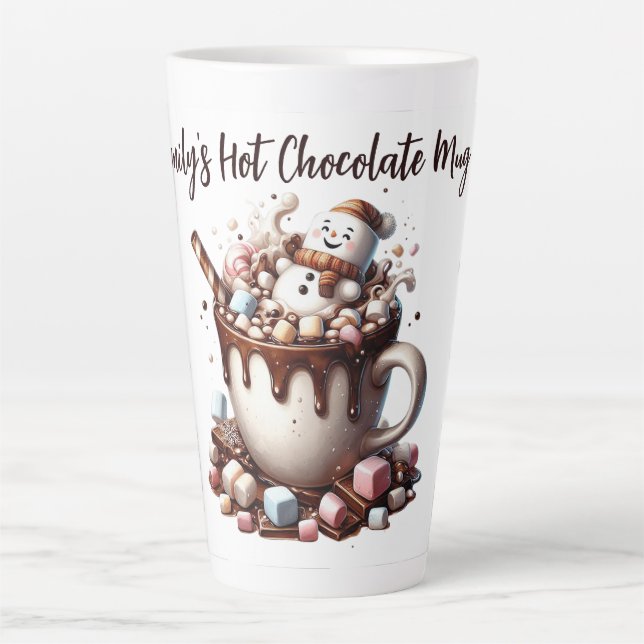 Süßes Schneemann-Kakao-Design  Milchtasse (Vorderseite)