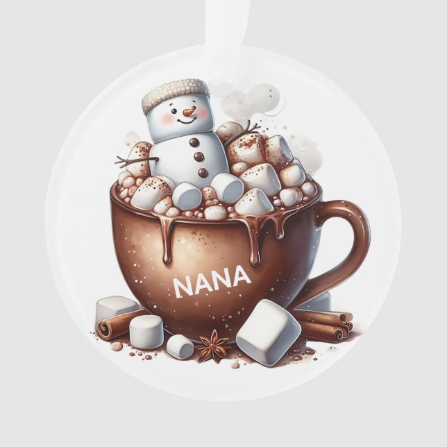Süßes Schneemann-Kakao-Design  Ornament (Vorderseite)