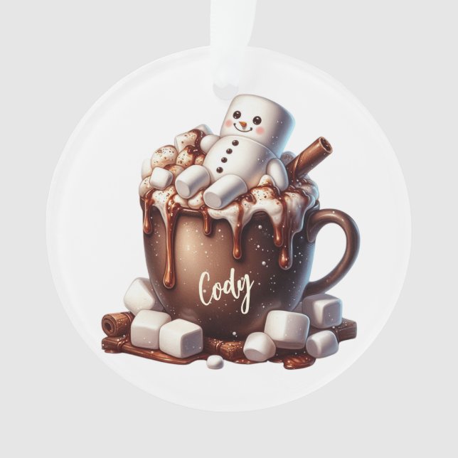 Süßes Schneemann-Kakao-Design  Ornament (Vorderseite)