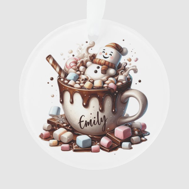 Süßes Schneemann-Kakao-Design  Ornament (Vorderseite)