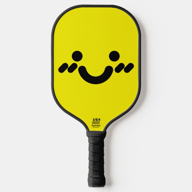 Süßes schüchternes Gesicht Gelb Pickleball Schläger (Vorderseite)