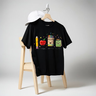 Süßes Schulsachen-Shirt Bleistift Apfel Wachsmalst T-Shirt