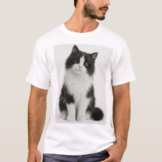 Süßes Schwarz-Weiß-Katzen-T-Shirt | T-Shirt für Fl