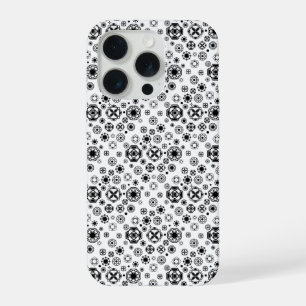 Süßes schwarz-weißes Arabesken-Dekorationsmuster iPhone 15 Pro Hülle