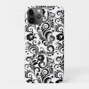Süßes schwarz-weißes Blumen-Hintergrunddesign Case-Mate iPhone Hülle