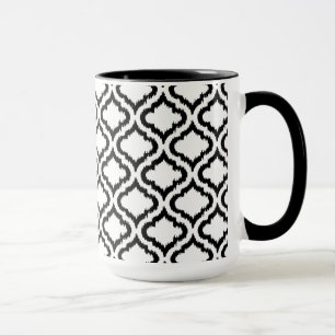 Süßes schwarz-weißes Ikat-Marokkanisches Muster Tasse