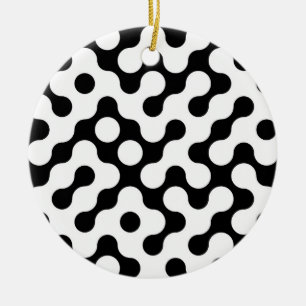 Süßes schwarz weißes Labyrinthmuster Keramik Ornament
