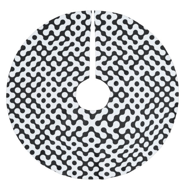Süßes schwarz-weißes Labyrinthmuster Polyester Weihnachtsbaumdecke (Vorderseite)