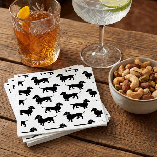 Süßes schwarzes Dachshund-Muster Serviette