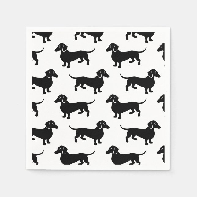 Süßes schwarzes Dachshund-Muster Serviette (Vorderseite)