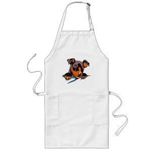 Süßes schwarzes Dachshund-Welpen-Design Lange Schürze