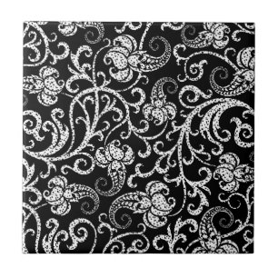 Süßes schwarzes Dalmatiner-Blumendesign Fliese