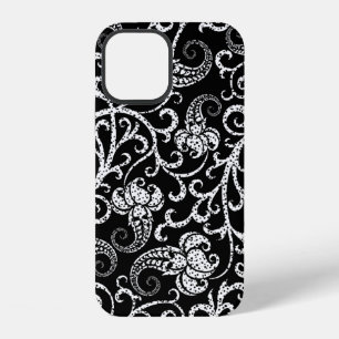Süßes schwarzes Dalmatiner-Blumendesign iPhone 12 Hülle