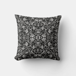 Süßes schwarzes Dalmatiner-Blumendesign Kissen