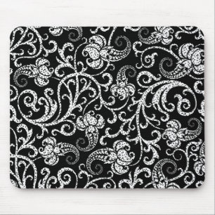 Süßes schwarzes Dalmatiner-Blumendesign Mousepad